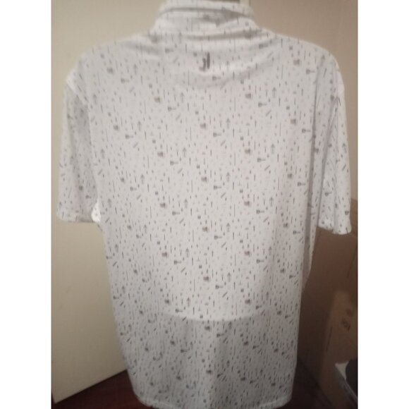 Johnnie O Polo Shirt Mens 2XL White All Over Print Geometric Performance Drinks - Picture 7 of 13
